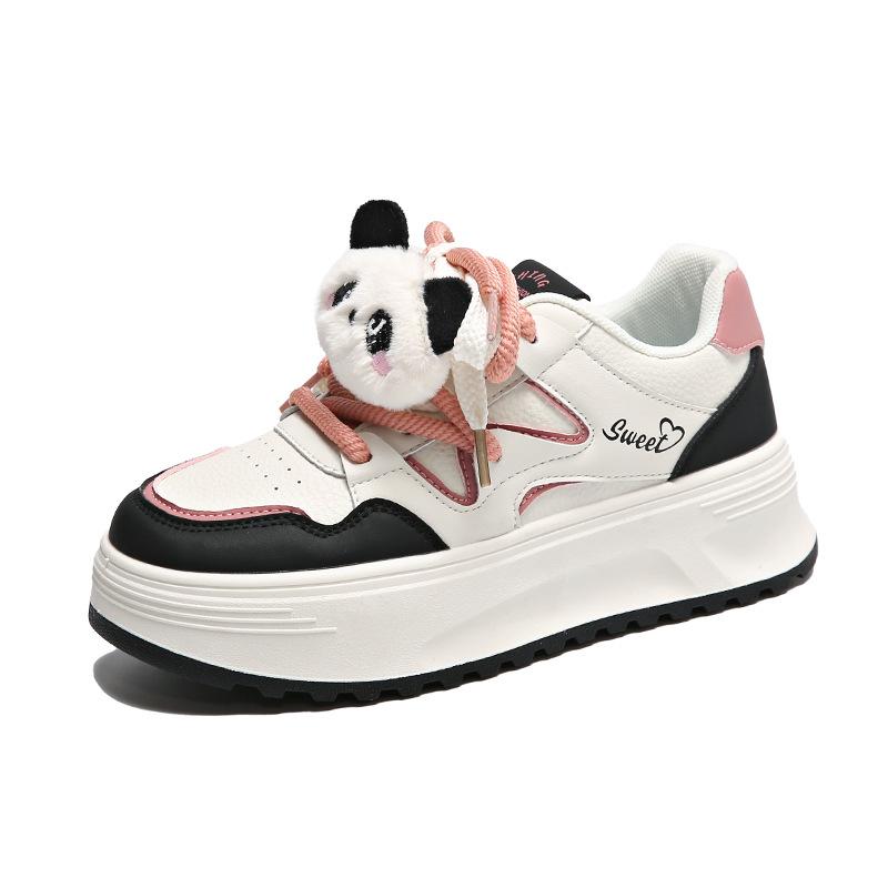 

Женская обувь милая, уродливая и милая обувь на доске с пандой, осенние новые популярные спортивные кроссовки на мягкой подошве, студенческие белые кеды на платформе размер 34 40