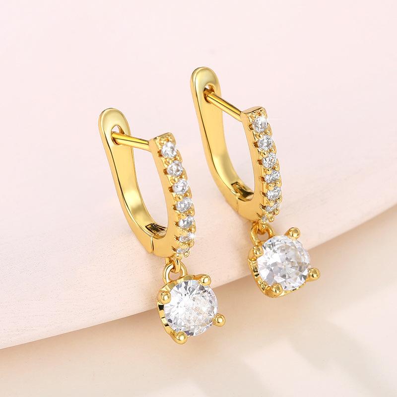 Youthful Temperament Minimalist Design Single Zircon Ear Buckle Zircon Accessory Fresh Cute Korean Style