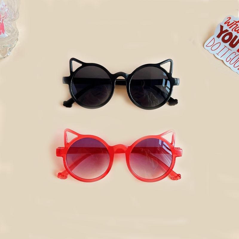 New Children Girls Cute Cat  Ears Sunglasses Outdoor Sun Protection Children Fashion Vintage Classic Sunglasses Protection Kids