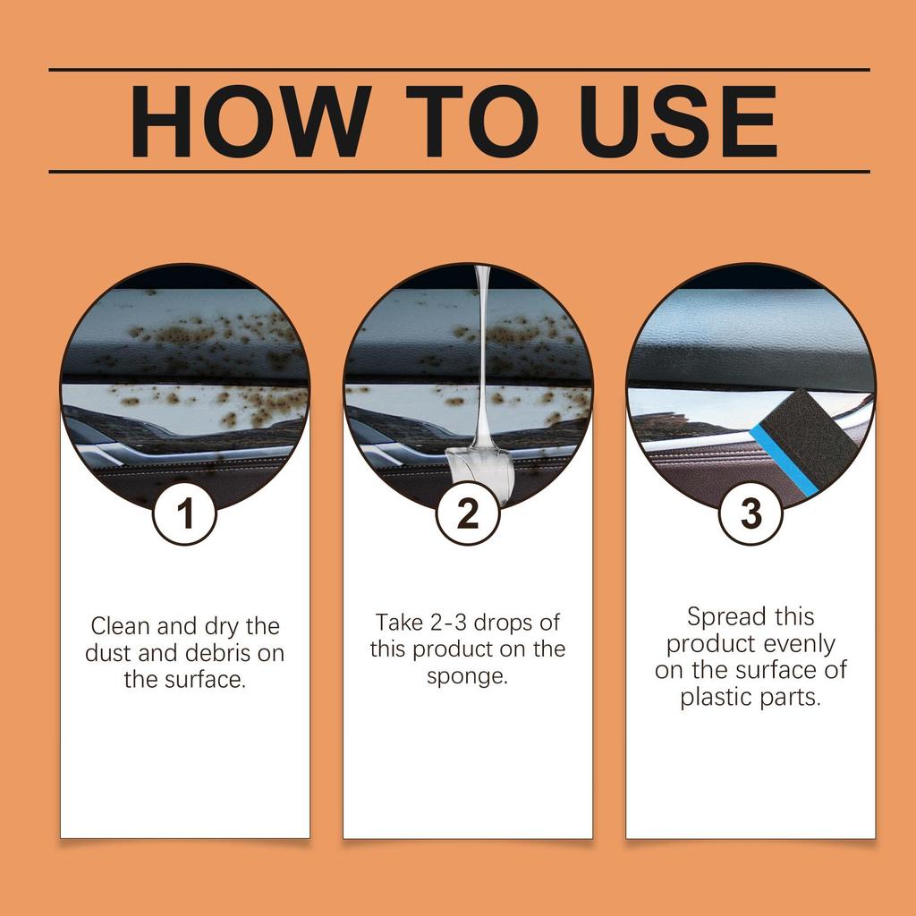 Homonth automotive plastic refurbishment agent interior accessories stains clean decontamination black bright care plastic refurbishment agent 1set