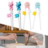 Kid Training Chopsticks Cartoon with Positioning Rings Lightweight Anti Slip Cat Pink
