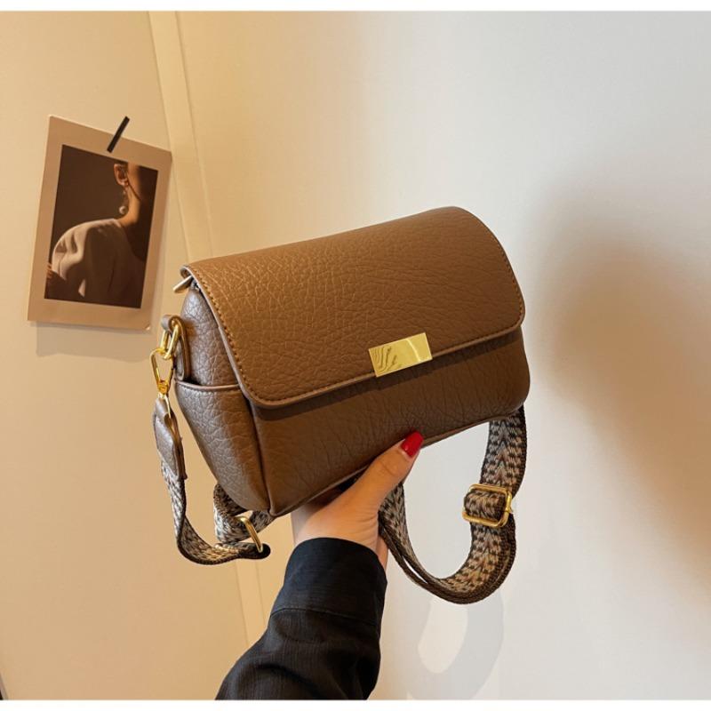 Popular small bag women's new simple and versatile broadband shoulder messenger bag texture small square bag