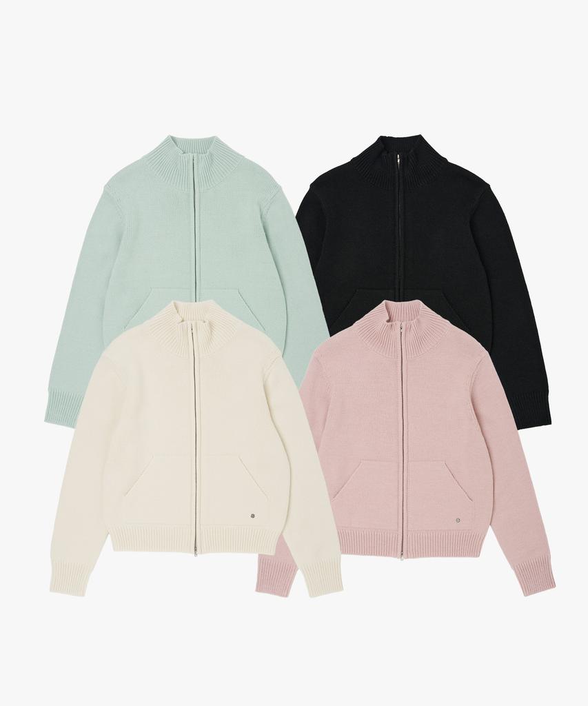 Plack Woman High-Neck Zip-Up Knit_4 Colors