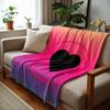 Gradient Ring Black Heart Art Soft Flannel Blanket Breathable Warm Throw for Office Car Sofa Kids Room Birthday Xmas Gift