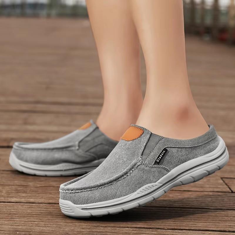 Men's Canvas Slippers Outdoor Anti-slip Casual Slippers Fashi Lightweight Half Slippers Comfortable Walking Men's Shoes