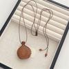 Vintage Wood Liquor Flask Pendant Necklace with Adjustable Slide Knots Wood Flagon Pendant Jewelry for Ethnic Fashion