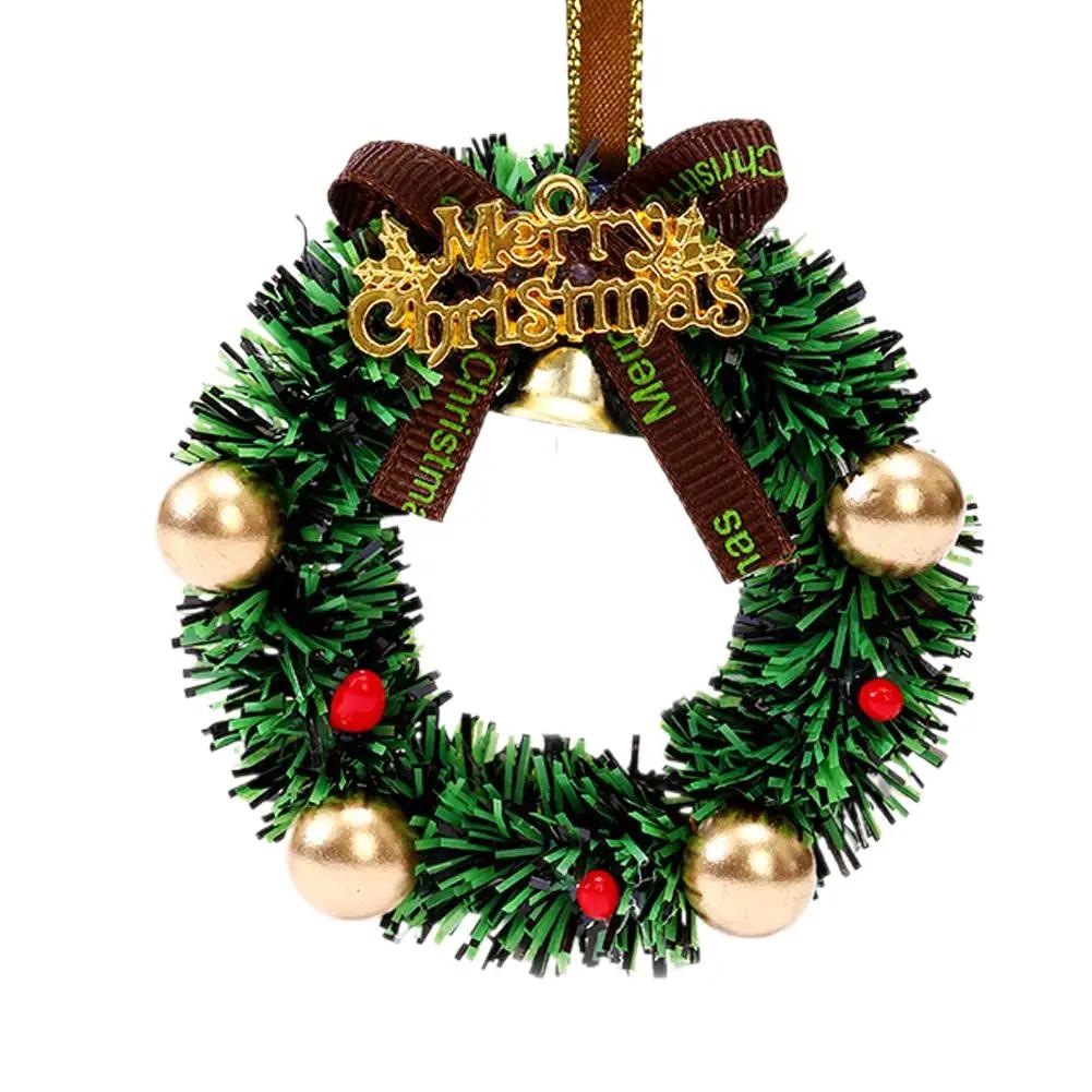 

Car Interior Rearview Mirror Christmas Decorations Bell Wreath Christmas Ornament Hanging Mini Display Ornaments Christmas N2X6