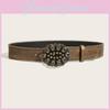 Petal Style Retro Leather Waist Belt Alloy Buckle Streetwear Look Decoration