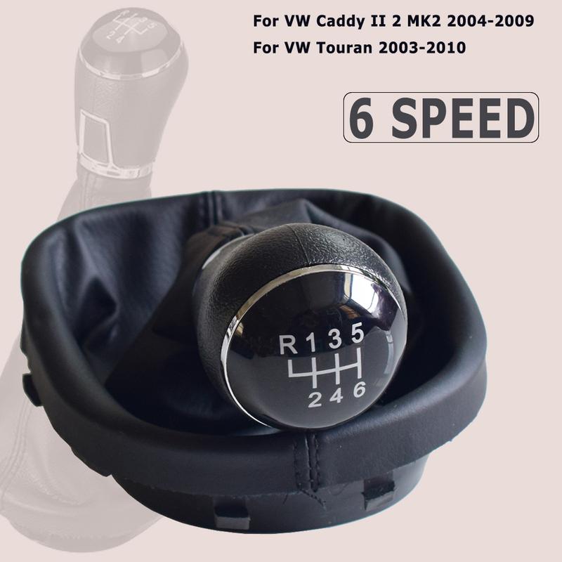 Car Accessories Manual 5/6 Speed Gear Shift Knob Gear Stick Gaiter Boot For Volkswagen VW Touran 2003-2010 Caddy MK2 2004-2009