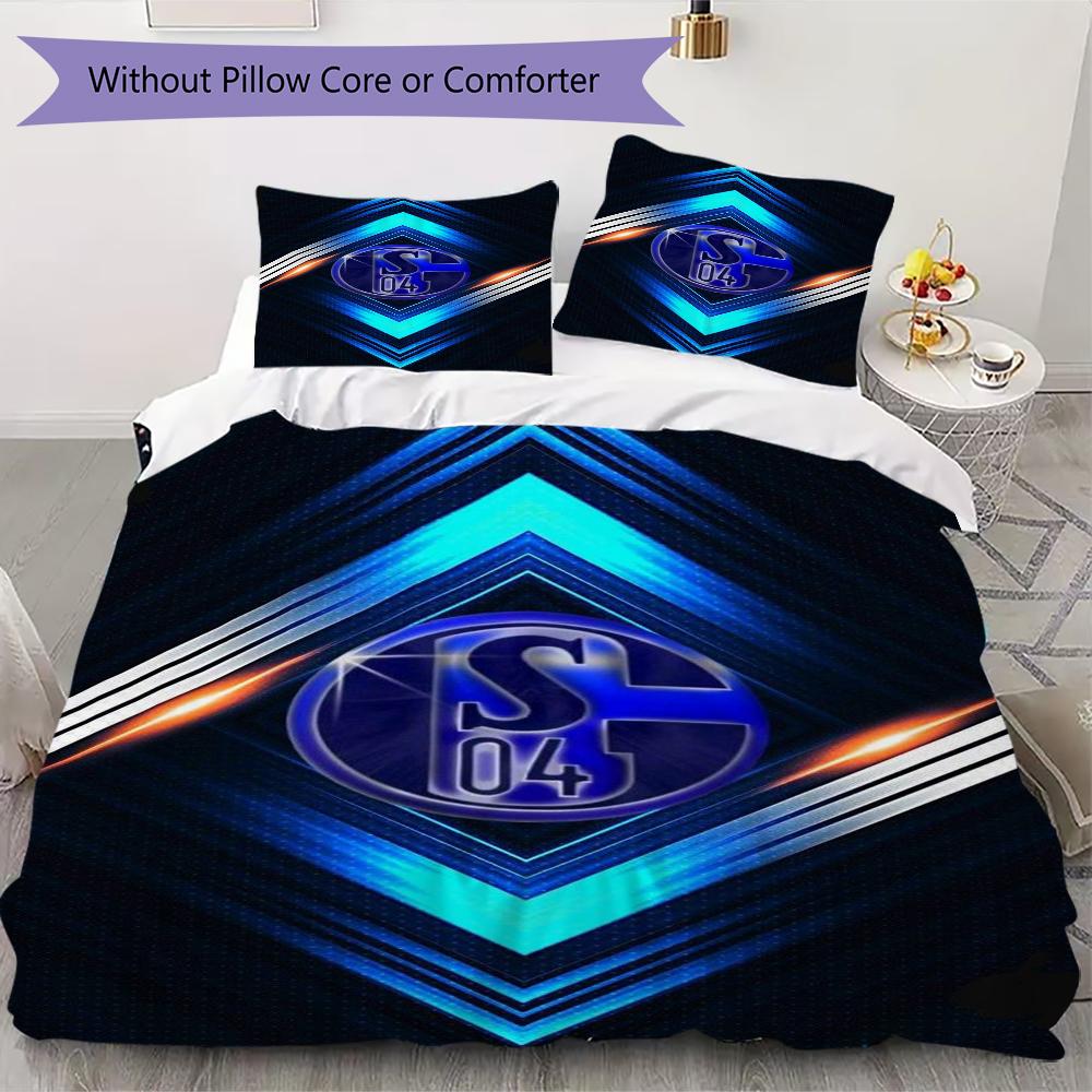 Schalke 04 Pattern Bedding,Quilt Set Quilt Cover Pillowcase Home Birthday Gift(1 * Duvet Cover + 2 * Pillowcase, Without Core)_lx