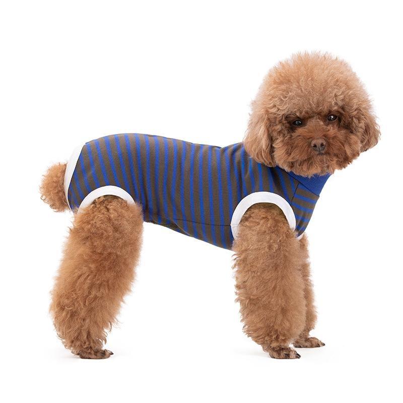 Dog Clothes, Thin Belly Protection Vest, Belly Anti-cool Free Striped Shirt, Back Buttons, Female Dog Sterilization and Weaning