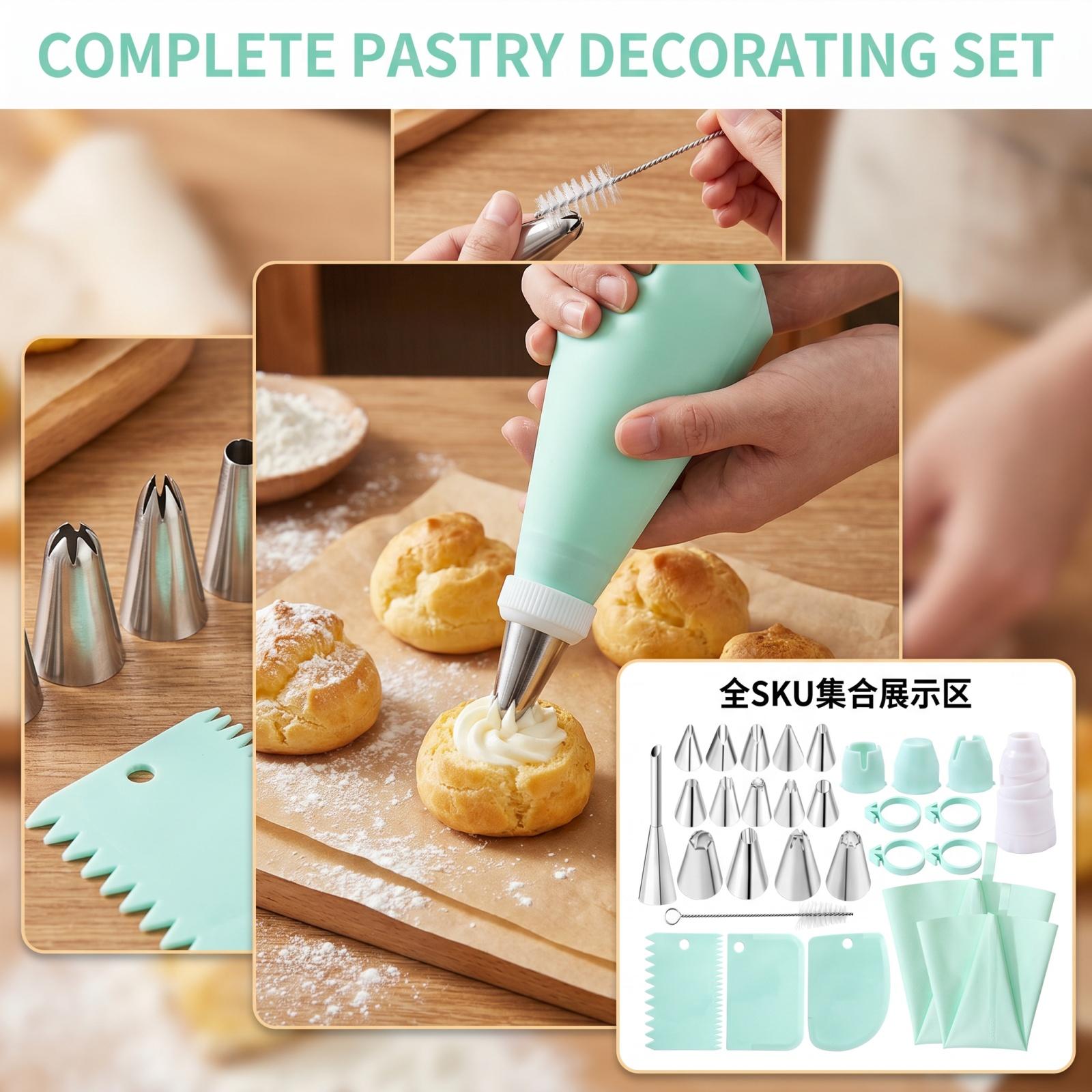 29-Piece Piping Tips Set with Bags and Icing Nozzles for and Baking One Size зелёный