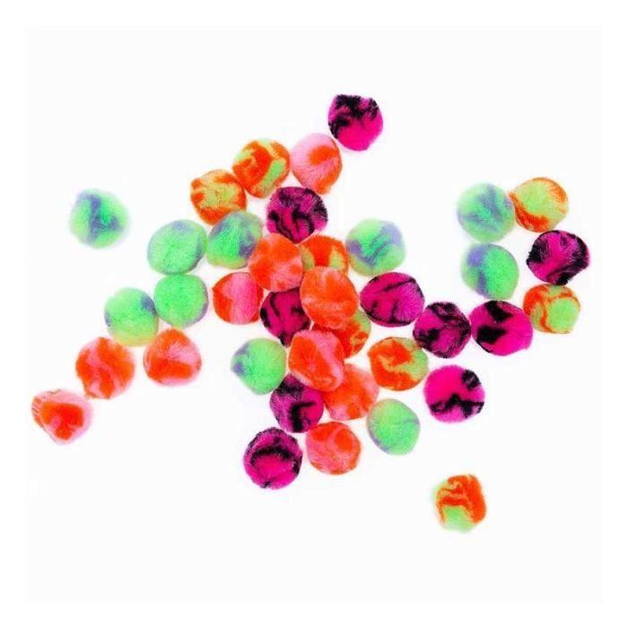 Pompons en acrylique - Rico Design - Acid Leo néon pastel - 40 pièces - 2,5 cm - Multicolores