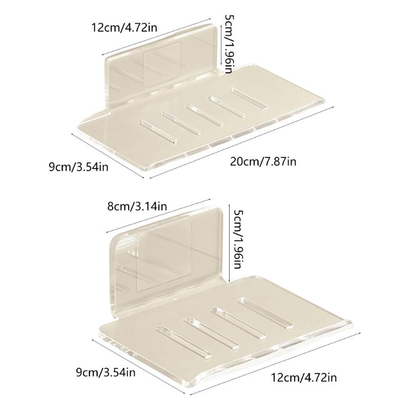 Clear Acrylic Soap Holder Ventilated Base No Damage Designs Upgrades for Quick Drying & Secure Wall Mounting