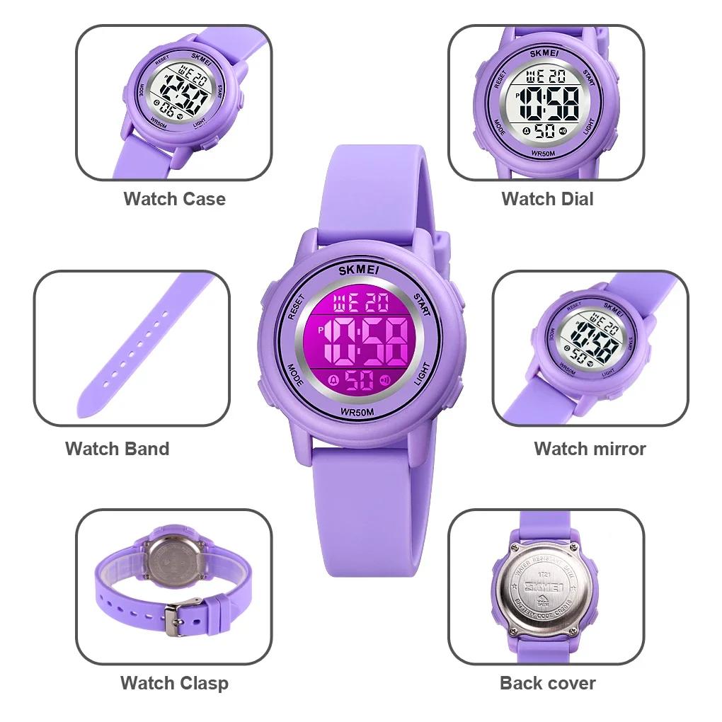 SKMEI Wodoodporny Alarm Dziecięcy Zegarek montre enfant Chłopcy Dziewczynki Sportowy Zegarek Dziecięcy Kolorowy LED Cyfrowy Zegarek Dziecięcy na Nadgarstek 1721