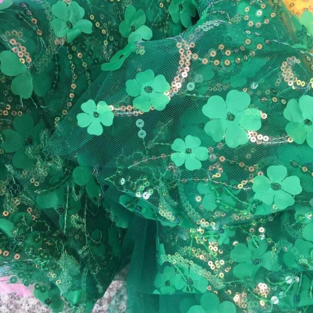 Sequin Mesh Lace Fabric 1yard 130cm DIY Bow Material DIY 3D Flower Tulle Fabric  Dress Decoration