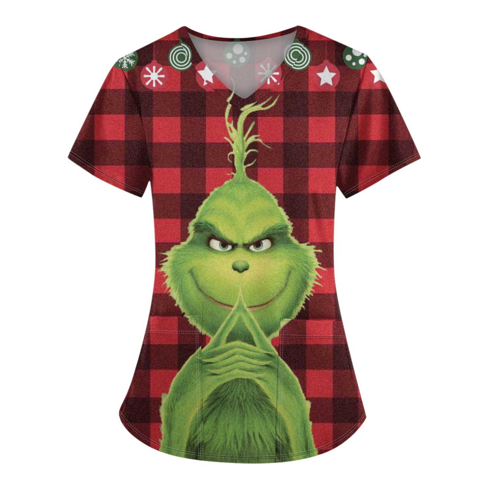 

Женские модные топы с короткими рукавами и V-образным вырезом с принтом, рабочие футболки с карманами XL