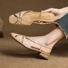 Fashion NEW Summer Women Sandals Genuine Leather Shoes for Women Round Toe Low Heel Shoes Cover Toe Slingback Shoes Narrow Band Sandals
