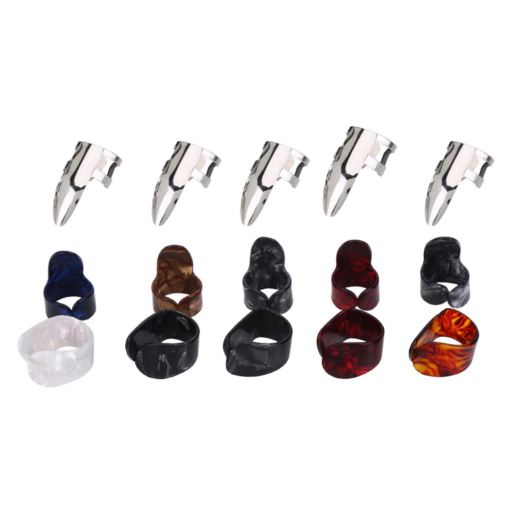 15Pcs DIY Thumb Forefinger Finger Picks Protector Accessory with Storage Box for Guitar