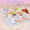 Wooden Pretend Tea Set With Tray And Toys For Imaginative Play Kids And Toddlers