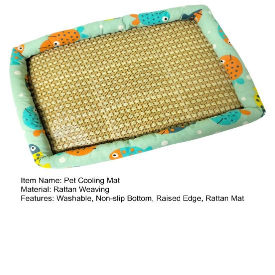 Pet Cooling Mat Summer Cooling Dog Bed Mat Washable Cooling Rattan Mat with Raised Edge Non-slip Bottom for Cats And Dogs