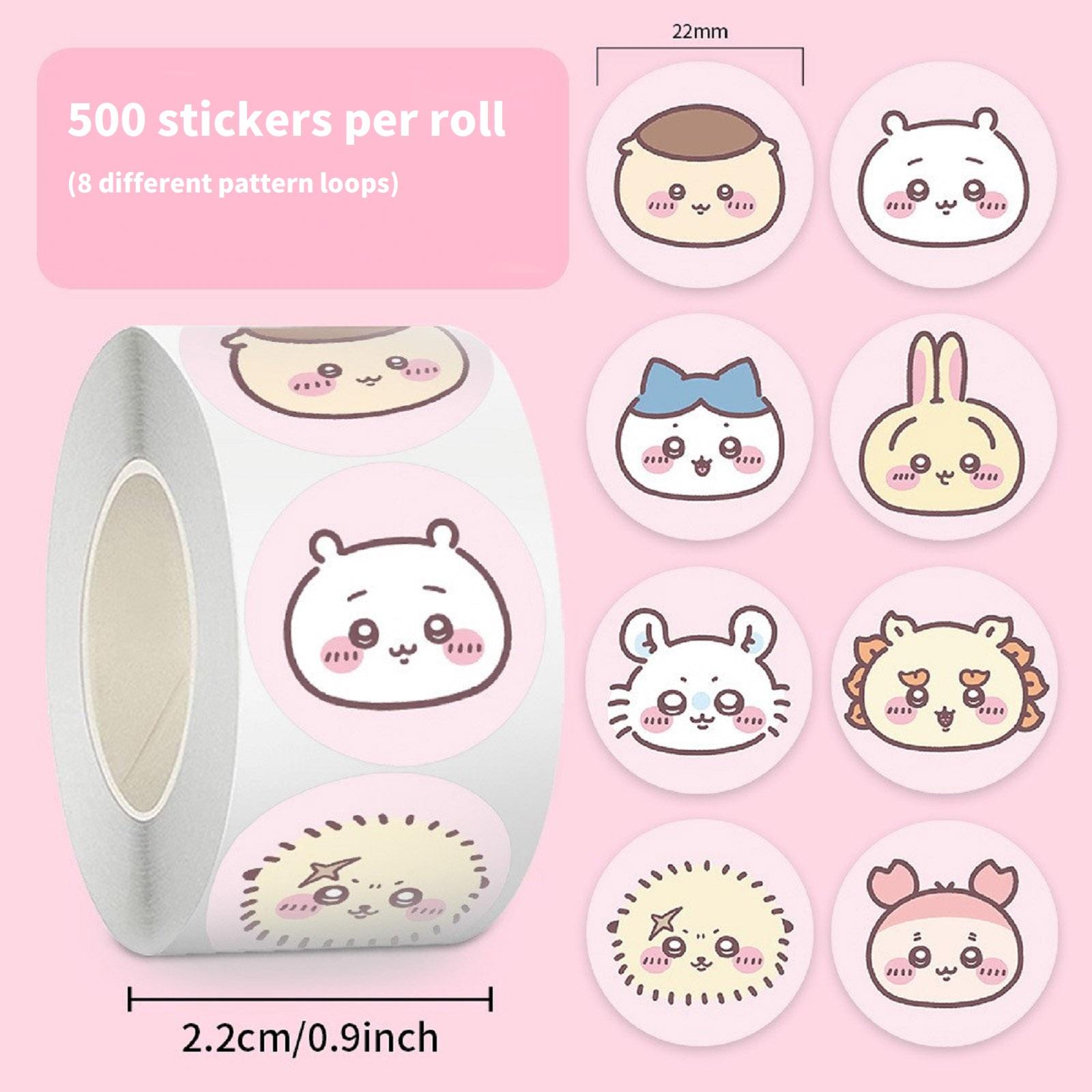 

Roll of 500 Round Stickers with Various Cute Cartoon Faces for Decoration Labeling and Craft Projects 8 Unique Designs on Durable Adhesive Paper
