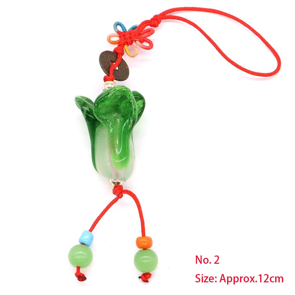 Mascot Wealth Lucky Brass Coin Chili Cabbage Tomato Keychain Chinese Knot Car Bag Hanging Ornament Fengshui Home Decoration Gift