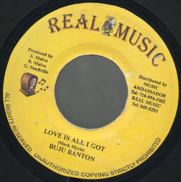

7inch Record BUJU BANTON - Love Is All I Got NONE Real Music Jamaica Reggae, Ska & Dub Used