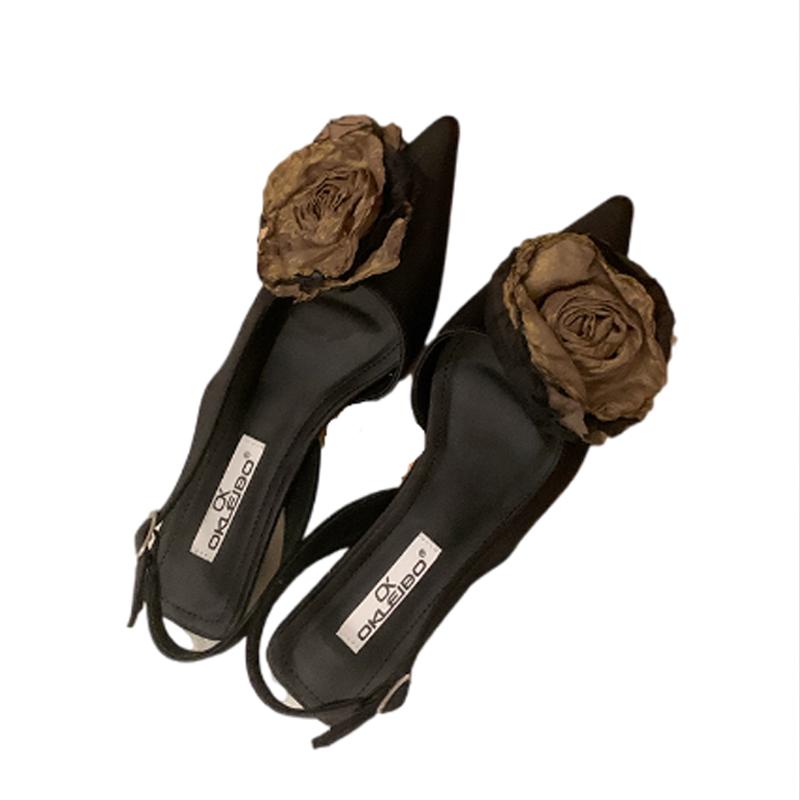 Fashion Flower Pointed Toe Women Sandals Elegant Heels Shoes Summer Fashion Dress Pumps 2025 Brand Casual Slippers Cozy Lady Zapatillas