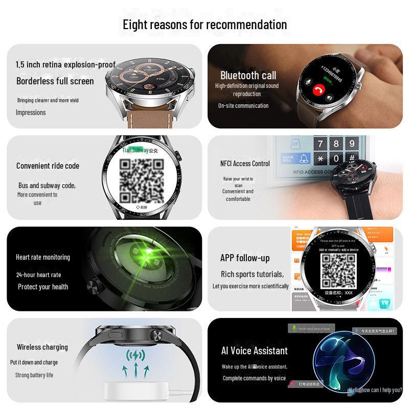 Huaqiangbei GT4MAX Waterproof Smart Watch with Offline Payment & Bluetooth Calls, NFC & Ride Code