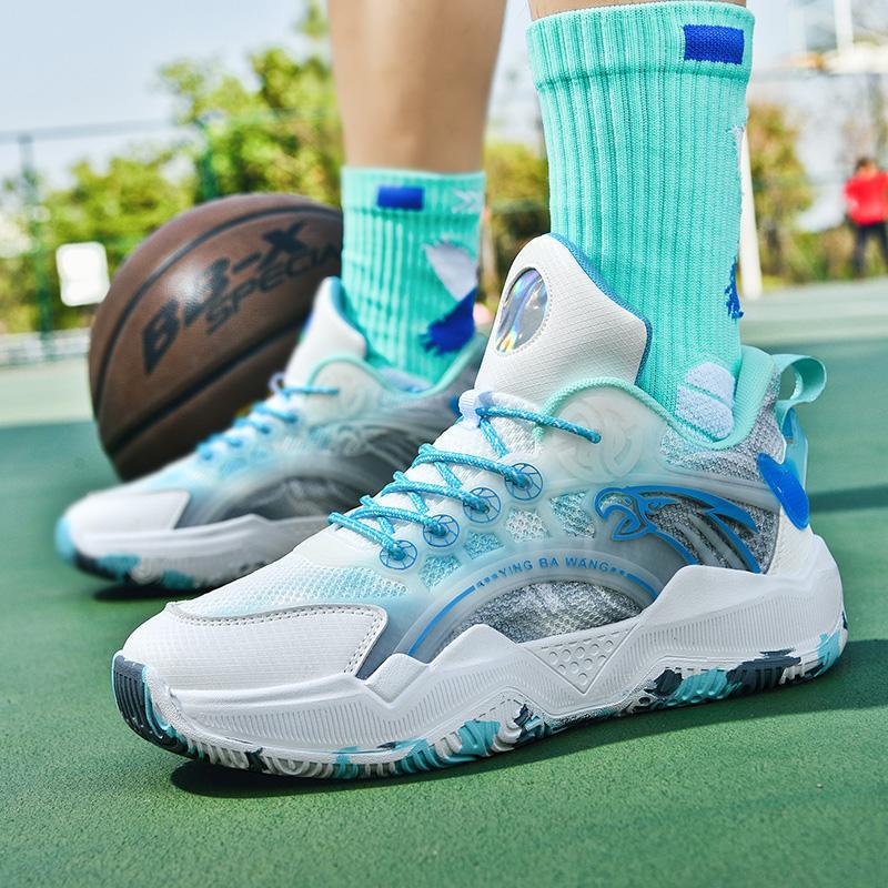 Luminous breathable mesh basketball shoes, luminous sole basketball shoes, friction has sound