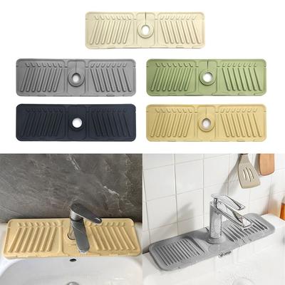 New Anti-slip Faucet Drain Pad Silicone Anti-splash Sink Splash Mat Heightened Slope Thicken Countertop Protection Mats Bathroom