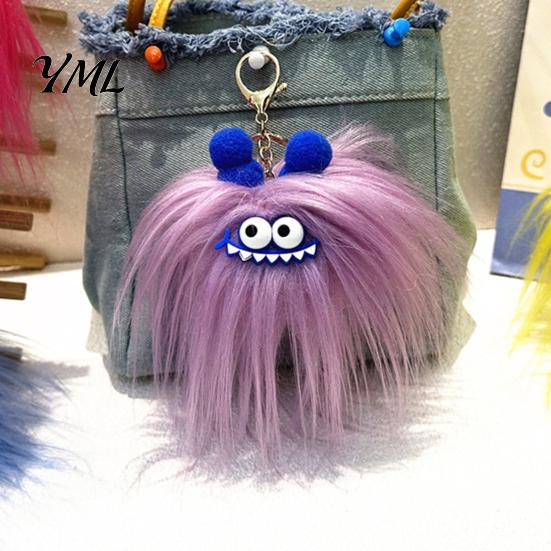 Small Plush Toy Long Haired Creature Keychain, Cartoon Plushie Bag Charm, Charm Furry Keyring Pendant for Backpacks Handbags Keys Stuffed Doll