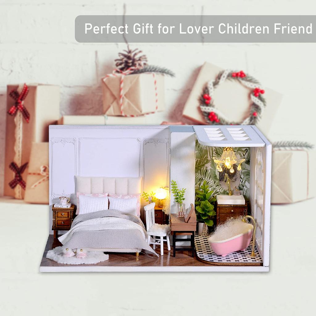CUTEROOM Creative Miniature Dollhouse Kit Scale Wooden DIY Room with Dustproof and LED Perfect for Crafting Enthusiasts and Unique Home Decor - 132