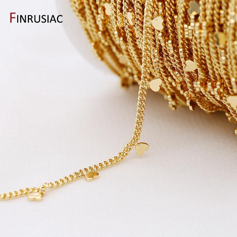 2026 Fashion 14k Gold Plated Heart Chain For Jewelry Making 1.6mm Metal Chains Wholesale DIY Jewellery Craft