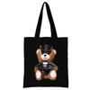 Summer New Teddy Bear Series Canvas Tote Bag Harajuku Style Black Printing High Capacity Shoulder Bag Fashion Shopping Bags