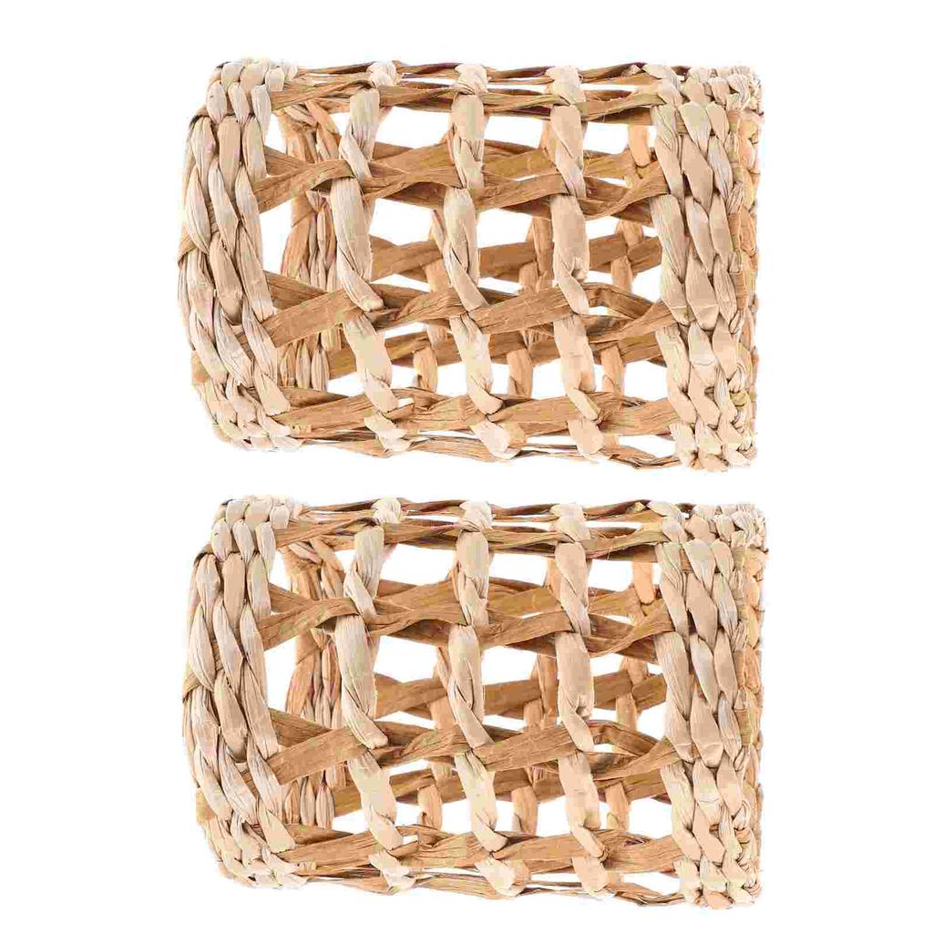 2 Pcs Straw Vase Set Cup Sleeves Rattan Cover Bracket Bunco Ornament Multicooker Glass Grass Trager Accesoeies
