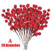 1/30 Branches Dense Berries  Artificial Flowers Bouquet Red Holly Berry Stamen Plants Xmas Tree Christmas Party  Home Decor