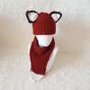 New Children's Knitted Hat Cartoon Animal Fox Handmade Wool Hat Versatile Scarf Two-piece Set
