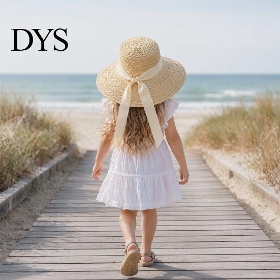 Sunshade Hat for Daily Wear Straw Sun Hats Kids, UV Protection Fishing Hat, Wide Brim Bucket with Ribbon, Breathable Summer Outdoor Beach Travel