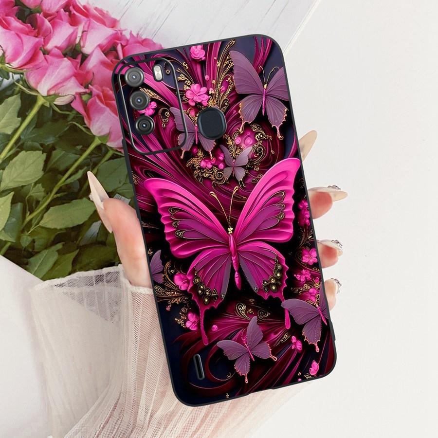 Case for Itel Vision 1 Pro Matte Soft Silicone Black butterfly  Shockproof Phone Bags For ItelS16 S 16 Vision1pro  Back Covers