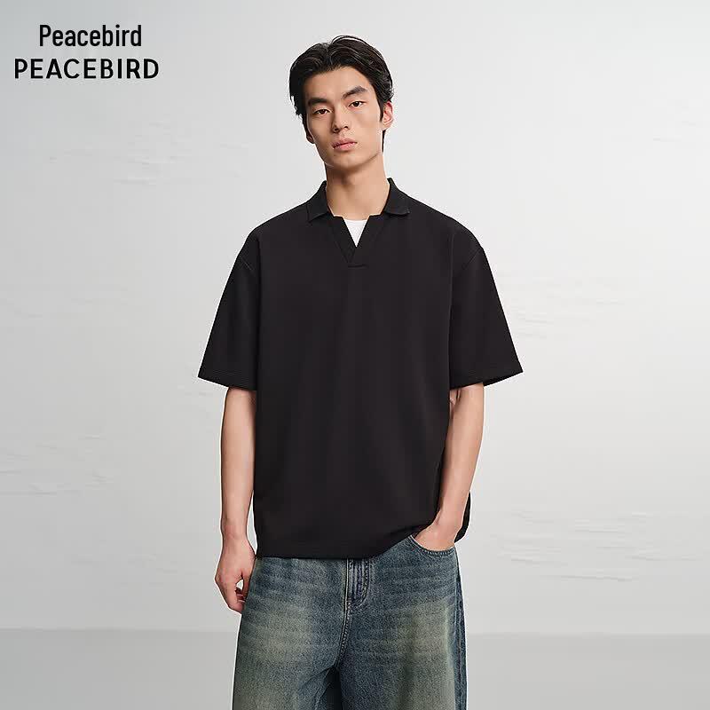 PEACEBIRD Men s Loose-Fit Short Sleeve Polo Shirt BACOG2543 S