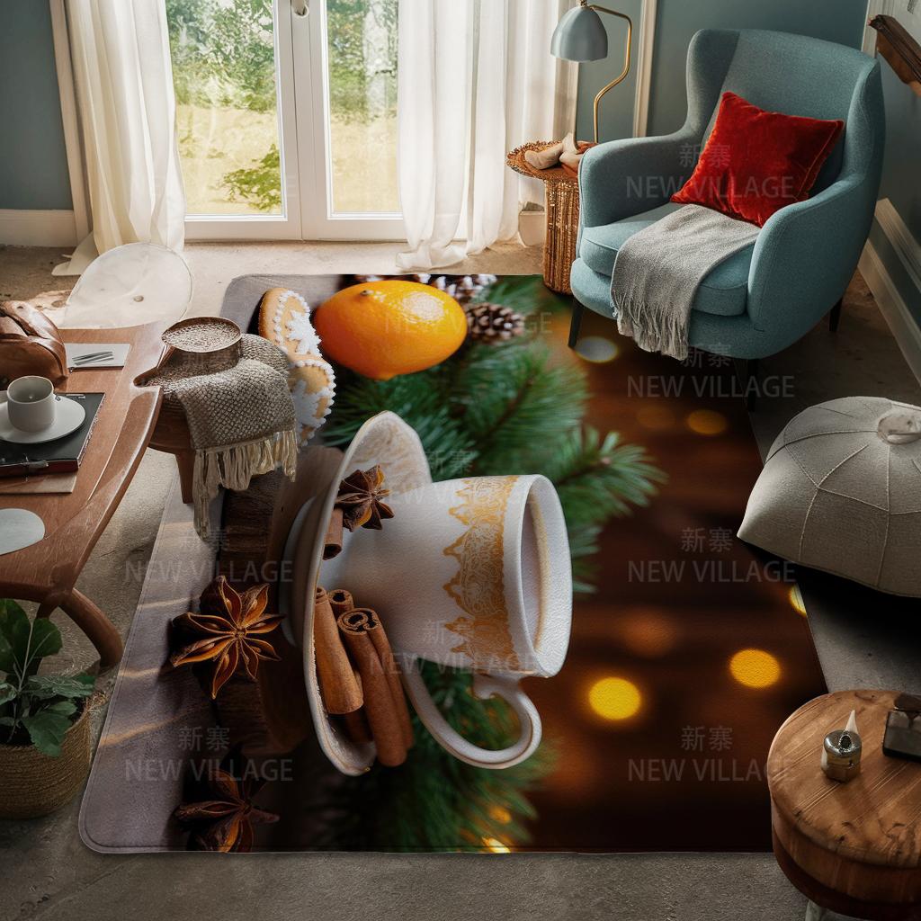 House Entrance Carpet Home Door Mat Living Room Bath Foot Bathroom Non-slip Water Absorption Rugs Bath Merry Christmas Winter