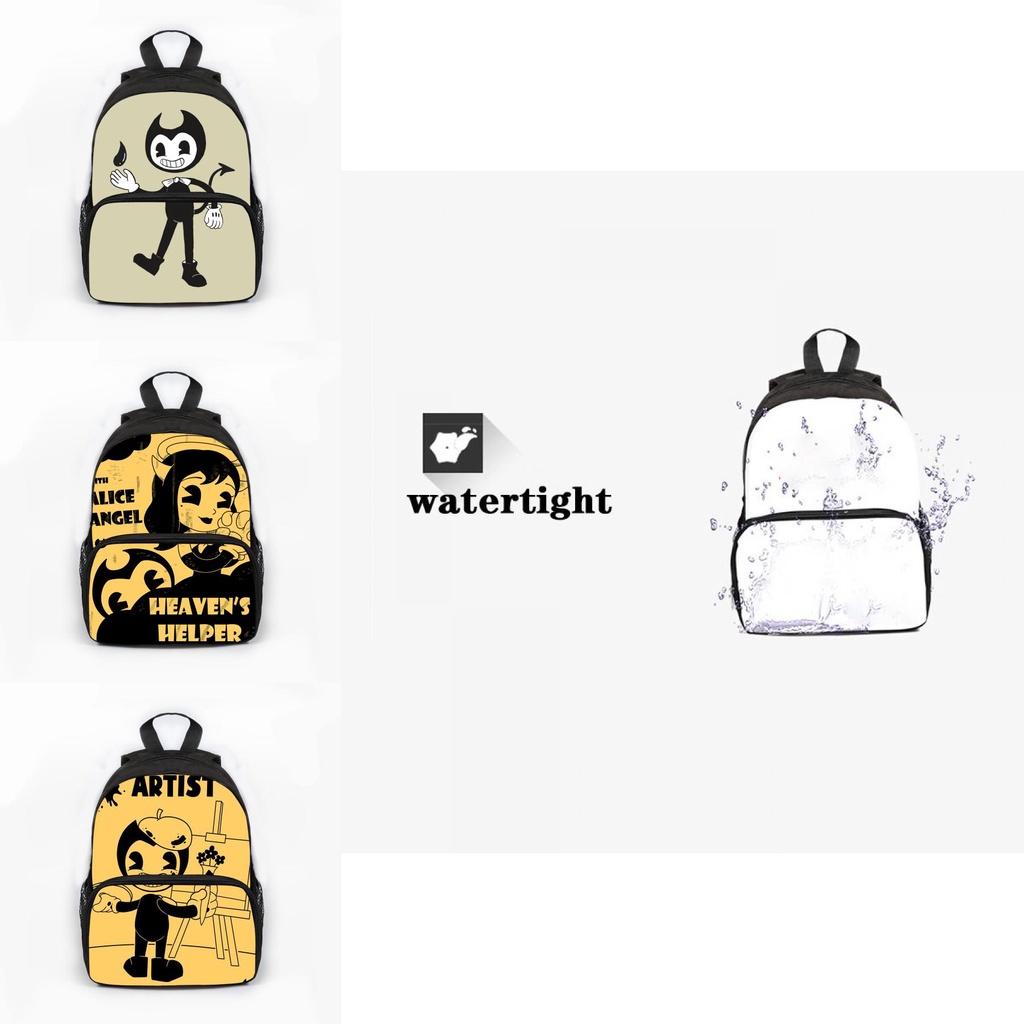 Bendy And The Ink Machine Cartoon Game School Backpack With Adjustable Padded Straps For Kids