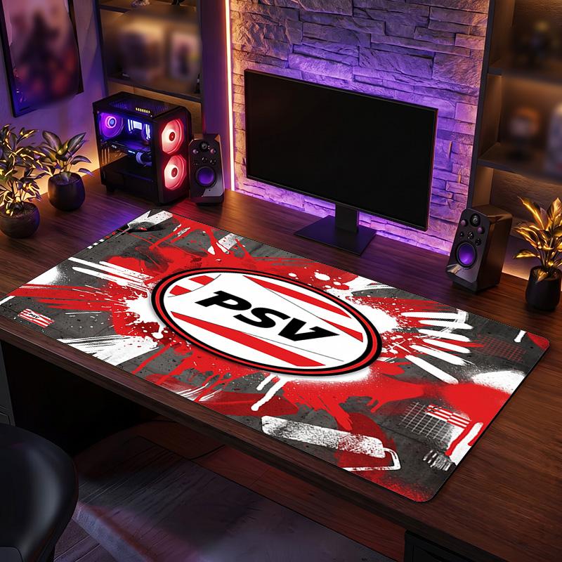 PSV Eindhoven FC Theme Pattern Mouse Pad, Soccer Logo Design XXL Gaming Desk Mat Non-Slip Computer Mouse Pad