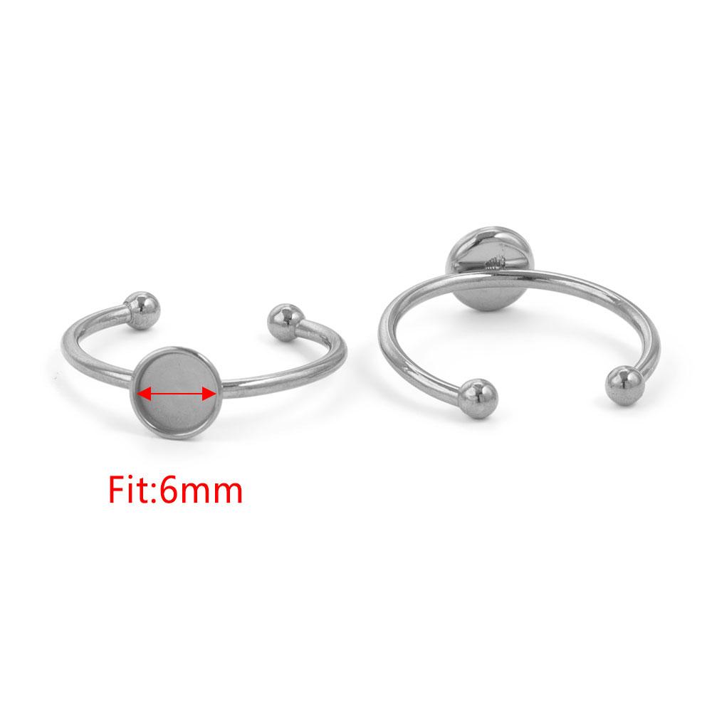 10 Stück Verstellbare Edelstahl Offene Ringfassungen Leere Basis Fassung Cabochon Ringe Für Schmuckherstellung DIY Fingerring Leere