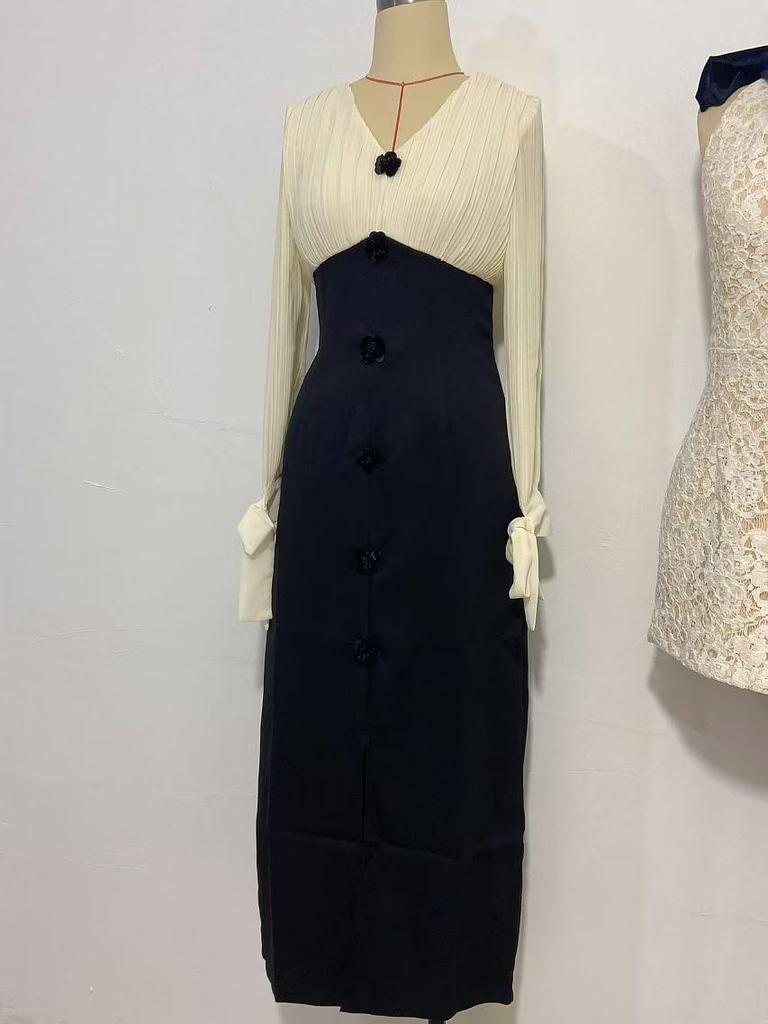 2024 Autumn European & American Middle Eastern Chic Spliced Dress