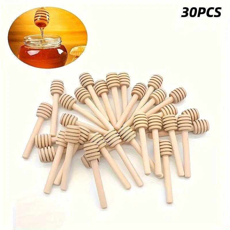 Mini Honey Stir Bar Mixing Handle Jar Spoon Practical Wood Dipper 10/30/50Pcs  Honey Long Stick Supplies Honey Kitchen Tools
