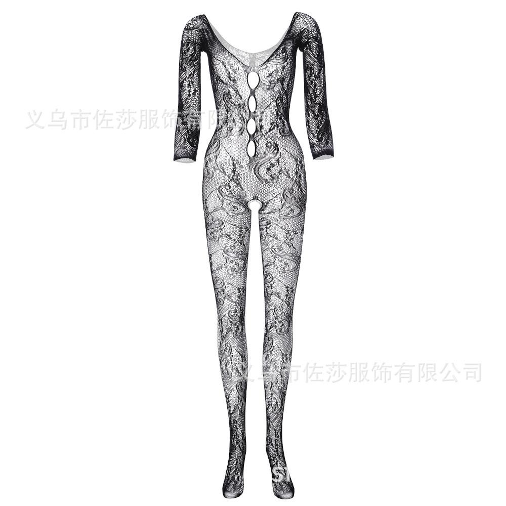 Sex Underwear Premium Jacquard Dragon Pattern Long Sleeve Hollow One-piece Mesh Perspective Sexy Mesh