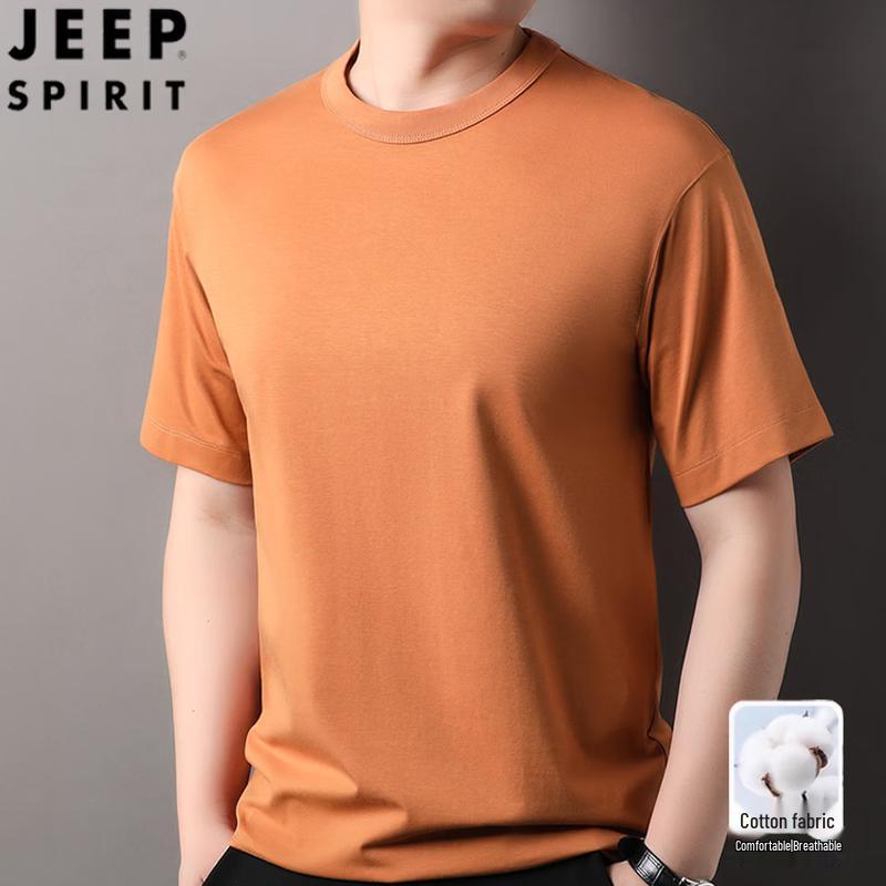 

Мужская однотонная футболка с круглым вырезом JEEP SPIRIT, короткий рукав, смесь хлопка, плотная S